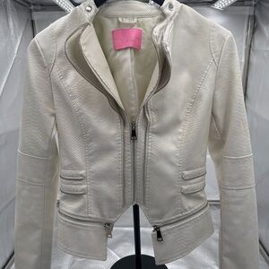 Azalea wang white snake in embossed Moto jacket faux leather zip up size medium